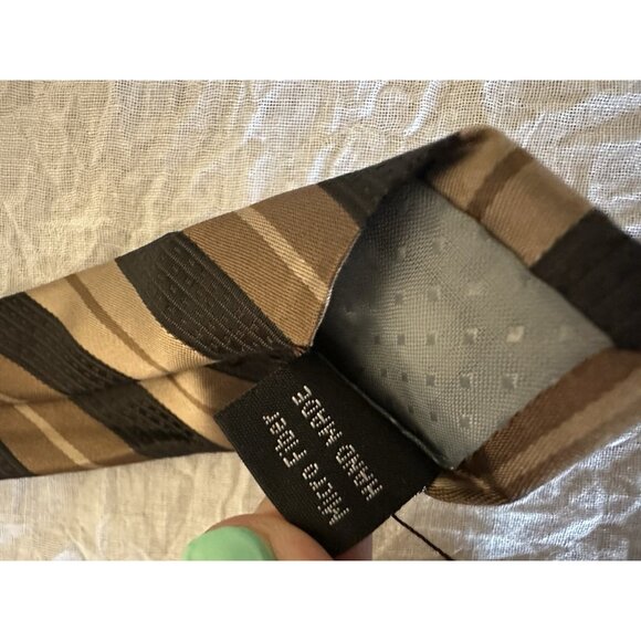 🌵4/$25 BERLIONI Italy Brown and Black Microfiber Necktie Business Career 60" - Picture 5 of 6
